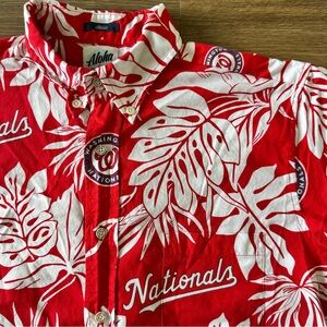 Men's Washington Nationals Reyn Spooner Red Aloha Button-Down Shirt Small Hawaii